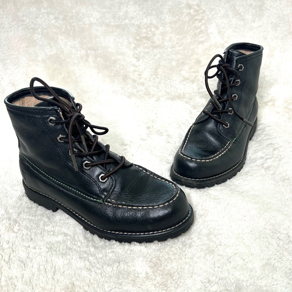 Frye Dakota Black Mid Lace Up Leather Boots Size 2.5